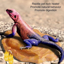 Asixxsix Reptile Heating Stone, 5 W, Adjustable Temperature, Reptile Heating Pad, Resin Heating Stone Heater for Lizard, Turtle, Snake Terrarium, 7.1 x 4.7 inches, 12 V Safe