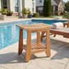 Teak Shower Bench Stool, 14'' Compact Waterproof Wooden Sauna Bath
