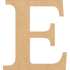 6 Inch Wooden Letter MDF Craft, Unfinished E Alphabet Letter Door Hanger Shape, Paintable Wall Hanging Cutout, DIY