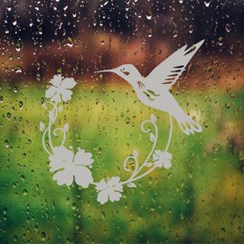 Humming Bird Vinyl Etched Decals Front Door Window Safety Film Sticker 02 (14" W x 14" T)