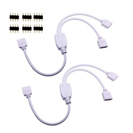 RGBZONE 2 Pack 4 Pin 1 to 2 Female LED RGB Splitter Connector Cable with 6 Free Male 4 Pin Plugs for One to Two 5050 3528 RGB LED Light Strip(30cm/12inchs)