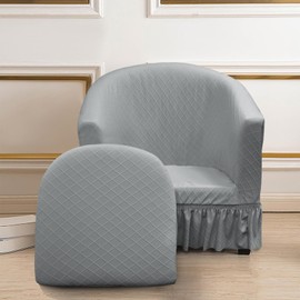 FUANGUI 2 Piece Club Chair Slipcover Stretch Barrel Chair Covers Armchair Slipcovers Soft Removable Washable Chair Covers, Living Room Chair Couch Covers Protectors