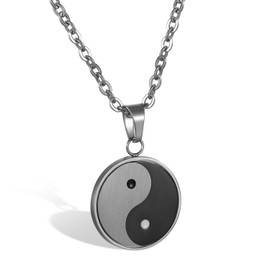 JewelryWe Unisex Mens Vintage Style Yin Yang Pendant Necklace Chain (with Gift Bag)