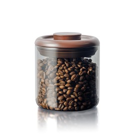 Tourdeus Airtight Coffee Bean Storage Canister – 7 oz Borosilicate Pantry Container with Pop Lid, UV-Blocking Glass & Non-Wood Easy-Clean Cap for Beans, Tea, Sugar, Spices, Snacks & More