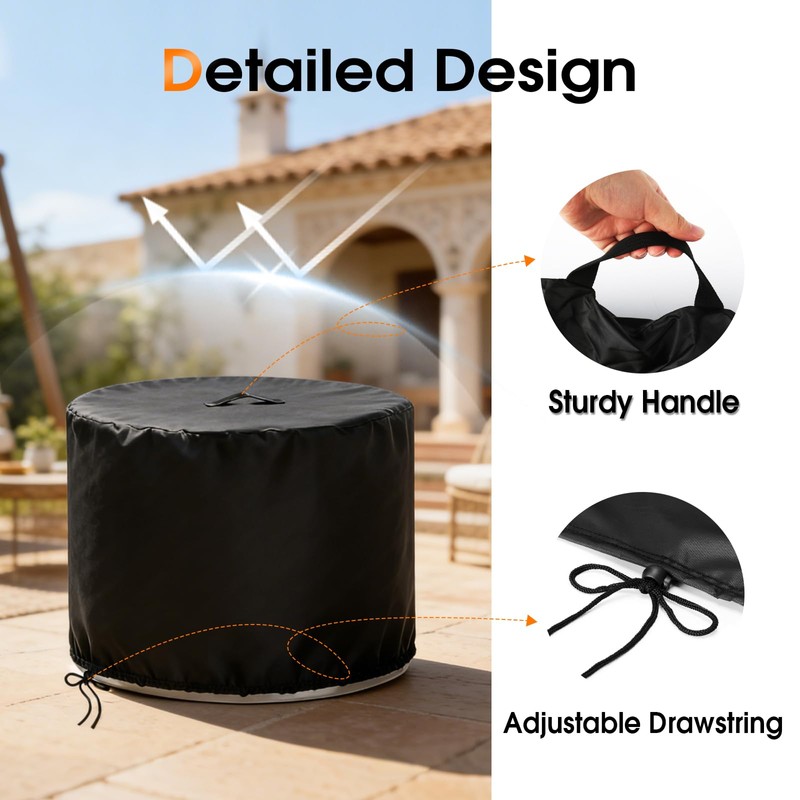 Rilime Fire Pit Cover,30 x 25 Inch Round Propane Firepit