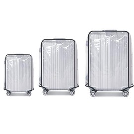 3pcs Luggage Cover Sets Suitcase Protector PVC Cover Travel Luggage Transparent Protector Fit with 20 Inches, 24 Inches, 28 Inches (Transparency, 20 24 28inch)