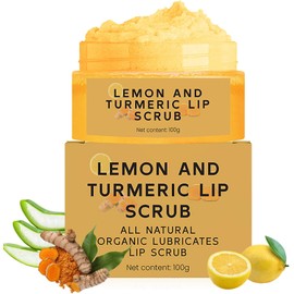 Exfoliante Labial Natural De Cúrcuma Y Limón Para Labios Oscuros. Exfoliante Labial Nutritivo De Cúrcuma Y Limón Con Aloe Vera. Suave Para Labios Secos Y Agrietados. Hidrata Y Difumina Las
