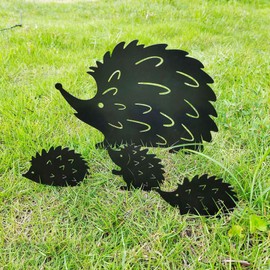 Hedgehog Metal Garden Stakes Set of 4 Garden Ornament Animal Garden Decoration Outdoor Lawn Decorative Garden Accessories Decorative Stakes for Decoration