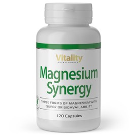 Magnesium Synergy Triple Power: Magnesium Citrate, Glycinate & Malate, 120 Capsules High Dose, Premium Complex Vegan, Laboratory Tested Vitality Nutritionals by Vitamin Express