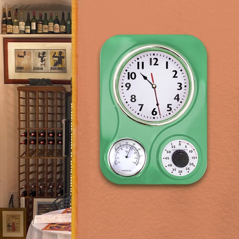 Lily's Home Retro Kitchen Clock with Temperature and Timer (Retro