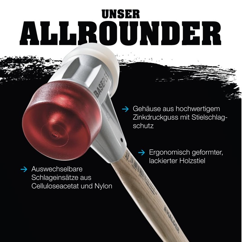 Halder 3908030 30 mm EH 3908"Baseplex" Nylon Soft-Face Mallet -