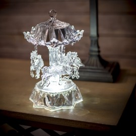 LED Light Up Acrylic Carousel W/ Horses 8" H