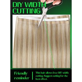 Anrosa Long Tape Weft Hair Extensions 18 Inch DIY One Piece Wide Invisible Seamless Tape in Hair Extension Human Hair Golden Blonde with Light Blonde Color 50g