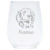 Golden Retriever dog themed with name 17 oz. stemless wine