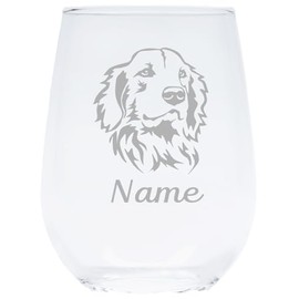 Golden Retriever dog themed with name 17 oz. stemless wine glass