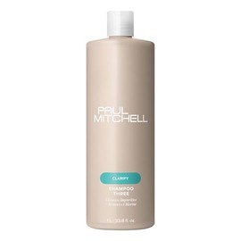 Paul Mitchell Shampoo Three, Champú clarificante, Limpia impurezas + Elimina cloro, Para todo tipo de cabello, Ideal para nadadores, 1 L