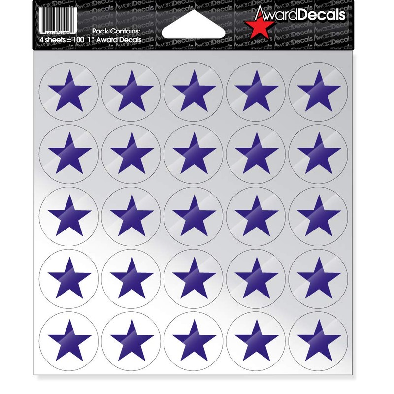 Award Decals Star (100 Stickers) (Purple on Clear)