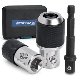 Bestwork 3pcs Adjustable Tap Socket Set, 3/8" Drive Tap Handle Tool, Tap Holder for Reamers, Screw Extractors