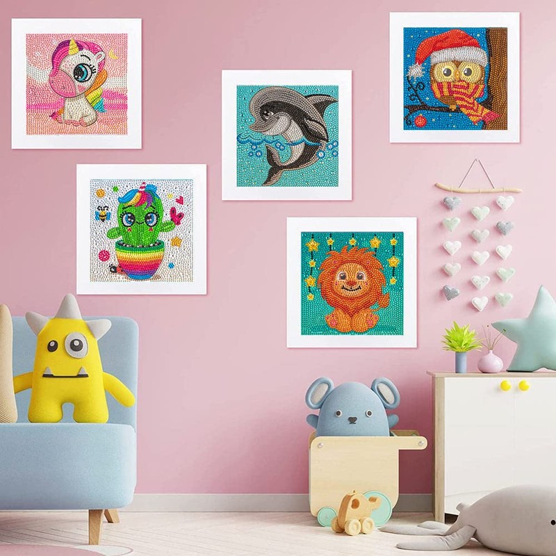 DIZAKIM Diamond Painting Kits for Kids,6 Pack Gem Art for