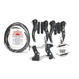 AARNAV Complete V Brakes Set, Calipers, Alloy Levers, Cables, V Brake Fixings Suitable for All Bikes (V Brake Set with Accessories & Cables Set & Silver Alloy Lever Set)