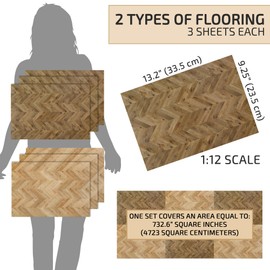 Pack of 6 Sheets, 1:12 Scale Peel and Stick Dollhouse Wallpaper Flooring - Miniature Self-Adhesive Wallpaper for Dollhouse Floors, REDUCIO