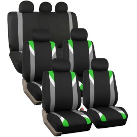 The Quality Cover Premium Modernistic Green Black Auto Car SUV Seat Covers 3 Row Set