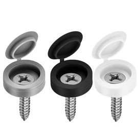 200pcs Screw Caps, Folding Screw Cover Cap, Plastic Hinged Screw Cover Caps, Washer Flip Tops for Covering Screw Heads, Waterproof Screw Protection (Grey,Small)…
