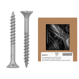 HELPMATE - Universal Screws Countersunk Head 3.5 x 30 Stainless Steel A2 Rustproof - Pack of 400 Wood Screws with T-Drive and Partial Thread - Chipboard Screws for Indoor and Outdoor Use