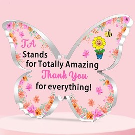 FMCC Ta Gifts for Women Thank You Teacher Assistant Gifts Teaching Assistant Gift Leaving Gifts TA Christmas Butterfly Acrylic Plaque TA Stands for Totally Amazing
