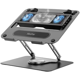 Metfut Laptop Cooling Pad with Detachable Fan & Thermoelectric Cooler, Adjustable Height & Angle, 360 Rotation Base, Carbon Steel Framework, Ultra-Quiet & Super Sturdy for up to 15.6” Laptop
