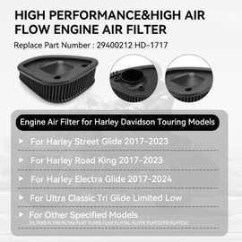 JERBOR Upgraded Motorcycle High Flow Air Filter Air Cleaner Powerful Engine Protection for 2017-2023 Harley Touring Road King Street Glide Tri Glide Ultra Electra Glide 2017-2024 HD 1717 29400212