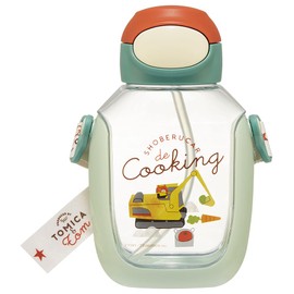 Skater PDSH6DX-A Tomica & TOM Water Bottle with Straw, 18.9 fl oz (530 ml), One Push for Kids