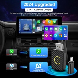 2 in 1 Wireless Apple CarPlay Adapter, for both Apple and Android,converts wired to wireless, suitable for factory wired CarPlay cars from 2016+