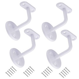 TERF® Set of 4 Heavy Duty White Stair Handrail Brackets with Fixing Screws