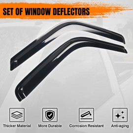 Tape On Window Visor Deflectors Compatible with 1988-1998 Chevy C & K Reg Cab Pickup, Acrylic Slim Style Smoke Tinted Window Rain Guards, Sun Wind Side Vent Visor Set, 2 Piece