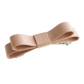 VINGTAINE H-999-PK Simple Grosgrain Ribbon Barrette, Elegant Office, Daily Hair Clip, Hair Accessory