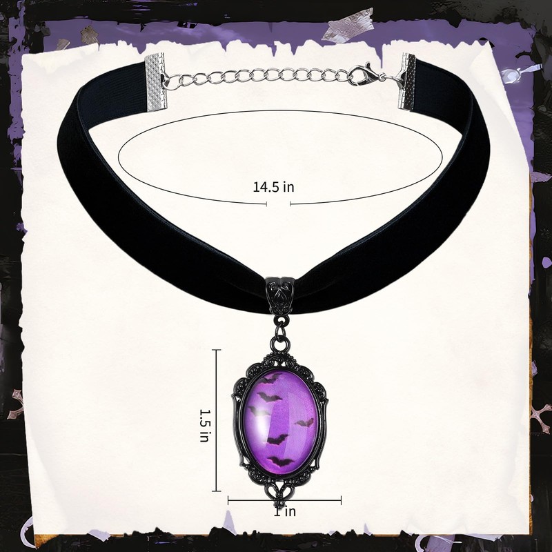 Huquary Blood Bat Cameo Choker Necklace Gothic Cabochon Pendent Necklace