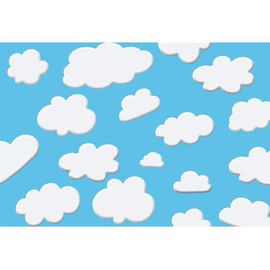 Laeacco 10x6.5ft Cartoon Blue Sky White Clouds Background Cute Clouds Kids Birthday Party Background Newborn Baby Shower Dessert Table Banner Boy Baby Shower Party Decoration Children Photo Studio