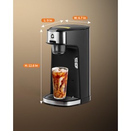 Garvee Single Serve Coffee Maker, Single Cup Small Coffee Machine with 18.6 Oz Water Tank for Capsule, Ground & Tea, Portable Coffee Maker for Home Office RV Camping, Auto Shut Off, Adjustable Tray