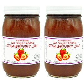 Amish Strawberry Jam - No Sugar Added - Two 16 Oz Jars Made by Arndts Fudgery