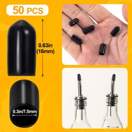 PAGOW 50pcs Liquor Bottle Covers, Oil Bottle Toppers for Liquor, Rubber Bottle Caps, Pour Dispenser Spout Dust Covers for Liquor, Liquid, Wine Clubs, Bars