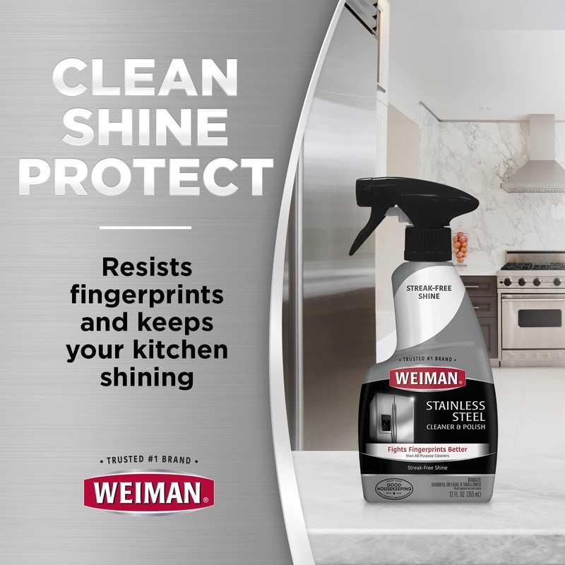 Weiman Stainless Steel Cleaner and Polish - Protects Appliances from