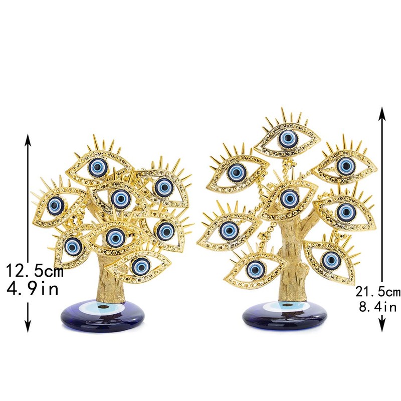 YU FENG Golden Turkish Evil Eyes Tree with Blue Evil