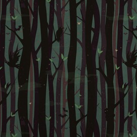 GRAPHICS & MORE Spooky Dark Forest with Crows and Ravens Premium Kraft Roll Gift Wrap Wrapping Paper