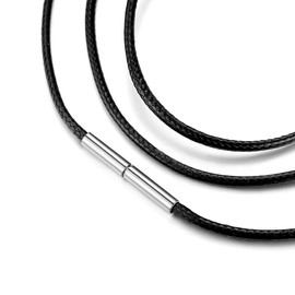 Suplight 2 mm Wide Wax Rope Braided Necklace for DIY Pendant Bracelet, Thin Chain with Durable Stainless Steel Clasp, 41 46 51 55 61 66 71 76 cm Available with Gift Box, Stainless Steel, No Gemstone