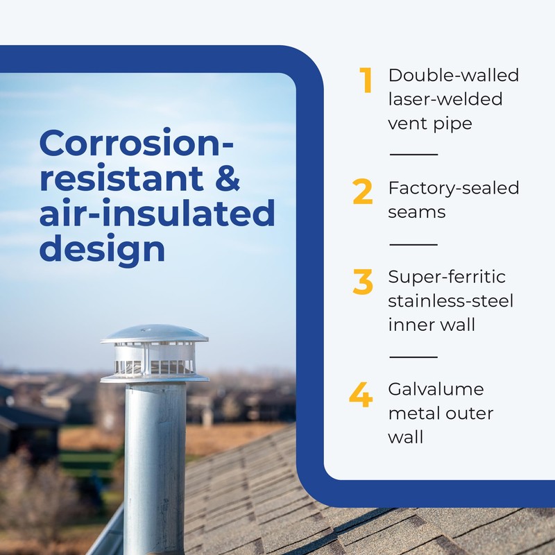 DuraVent 45-Degree Pellet Stove Vent Elbow, Stainless-Steel Insulated Double-Wall Vent,