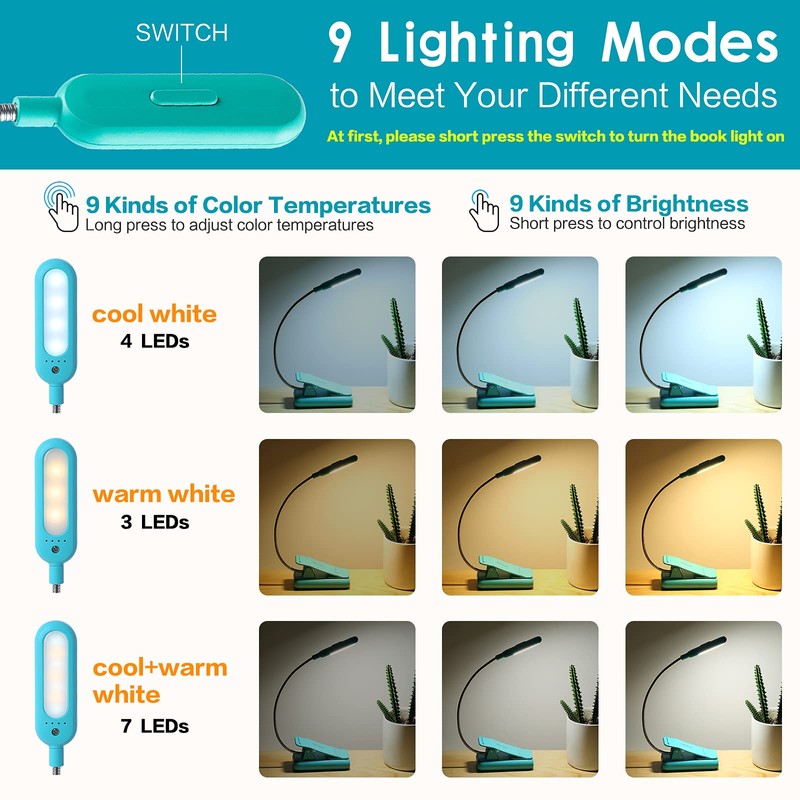 VAVOFO Clip On Book Light for Bed Kids, 7 LED