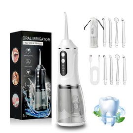 Irrigador Bucal, Irrigador Dental Portátil con 8 Boquillas y 380ML Tanque
