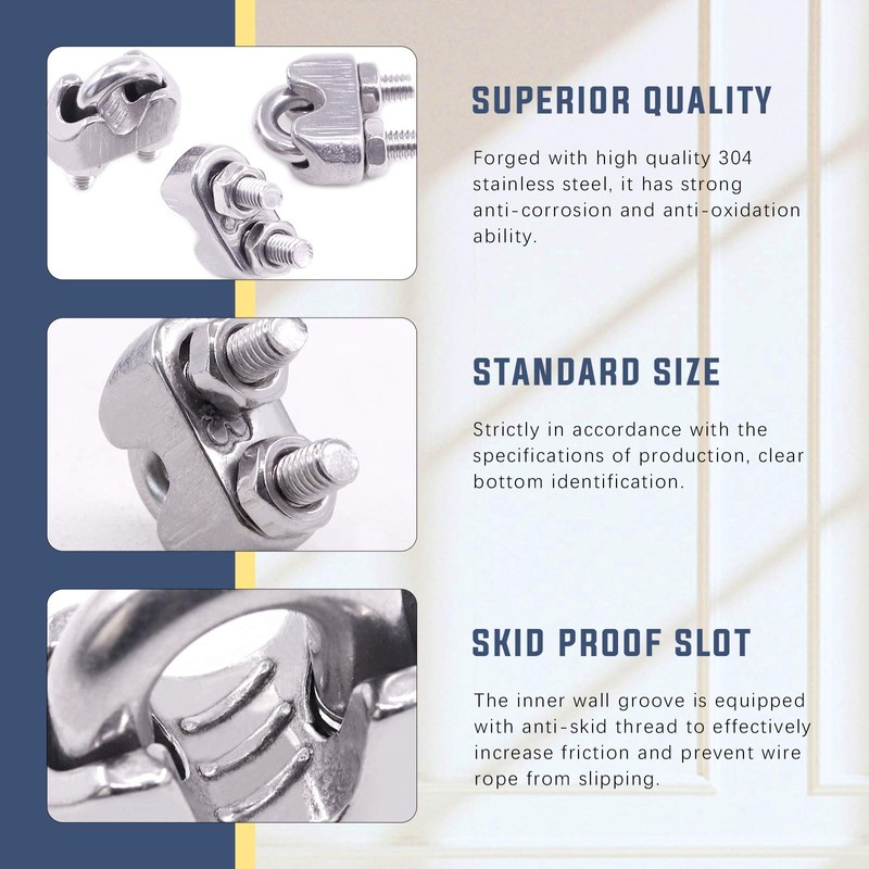 Glarks 24Pcs M3 Wire Rope Cable Clip Clamp with Cable