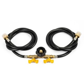 BlueStars 5FT 2-Way Propane Hose Adapter 1lb to 20lb - Gas Hose with QCC1/Type1 for 5-40lb Propane Tanks- for Weber Q Grill, Coleman Camp Stove, Buddy Heater, Blackstone Griddle with CGA600 Connection